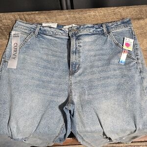 Curvy Light Blue Denim Shorts